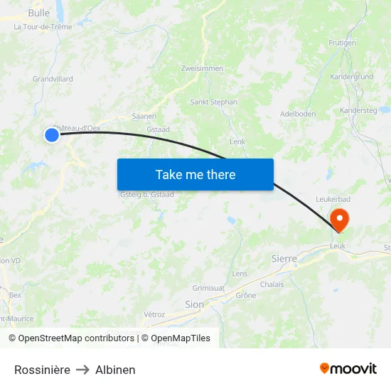 Rossinière to Albinen map