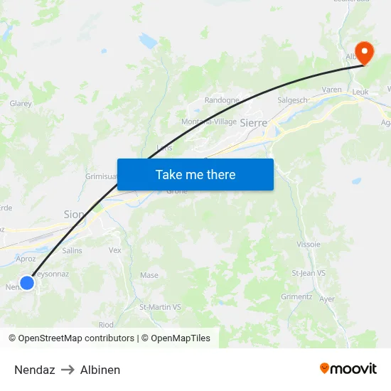 Nendaz to Albinen map