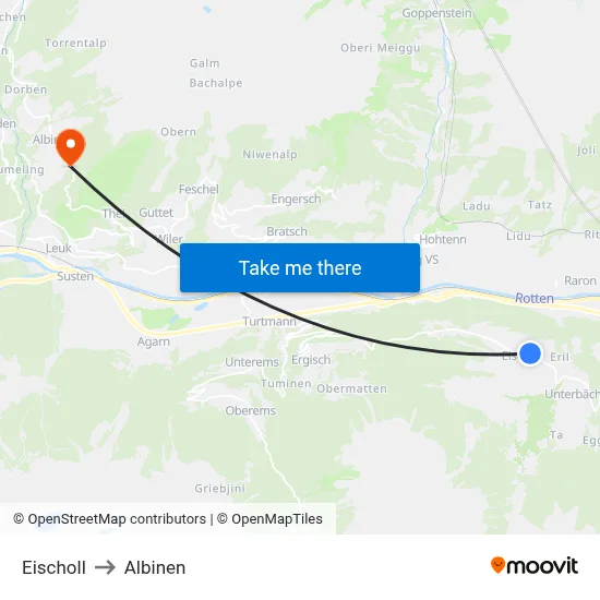 Eischoll to Albinen map