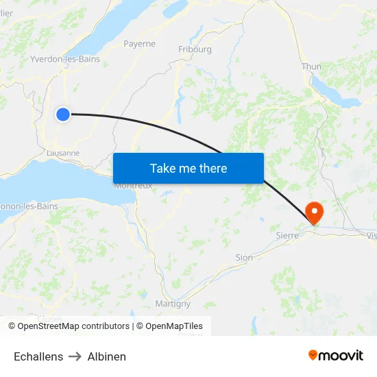 Echallens to Albinen map