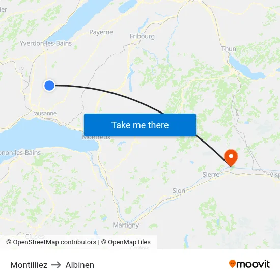 Montilliez to Albinen map