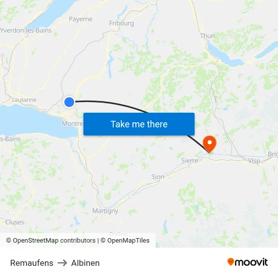 Remaufens to Albinen map