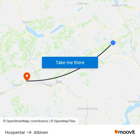 Hospental to Albinen map