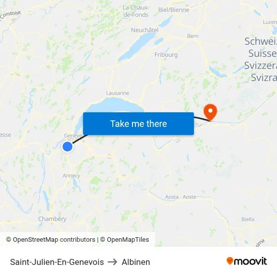 Saint-Julien-En-Genevois to Albinen map