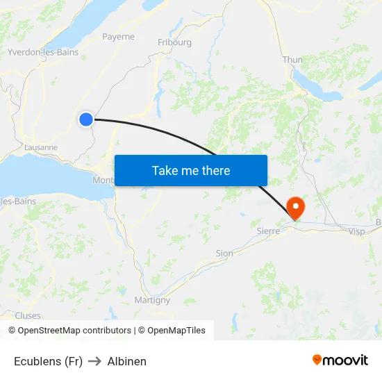 Ecublens (Fr) to Albinen map
