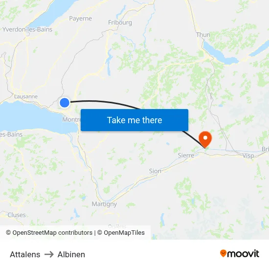 Attalens to Albinen map