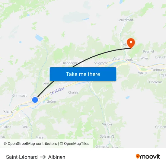 Saint-Léonard to Albinen map
