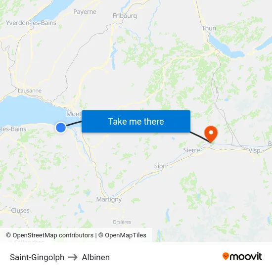 Saint-Gingolph to Albinen map