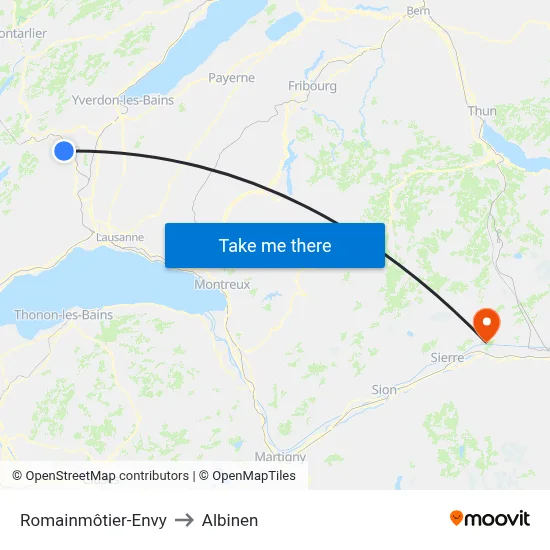 Romainmôtier-Envy to Albinen map