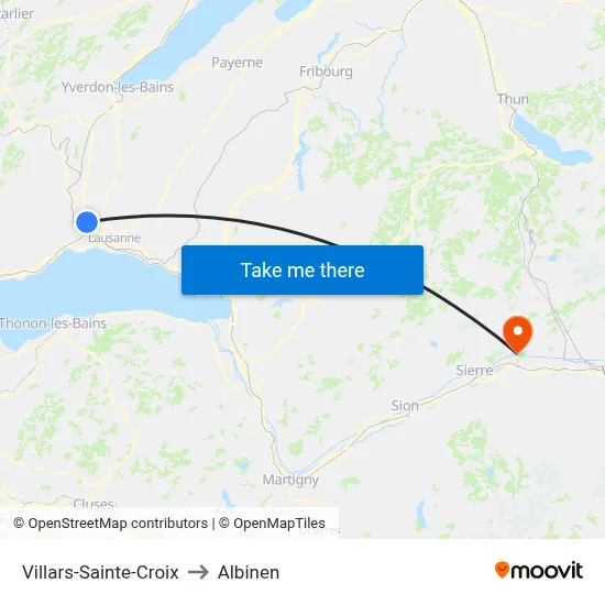 Villars-Sainte-Croix to Albinen map