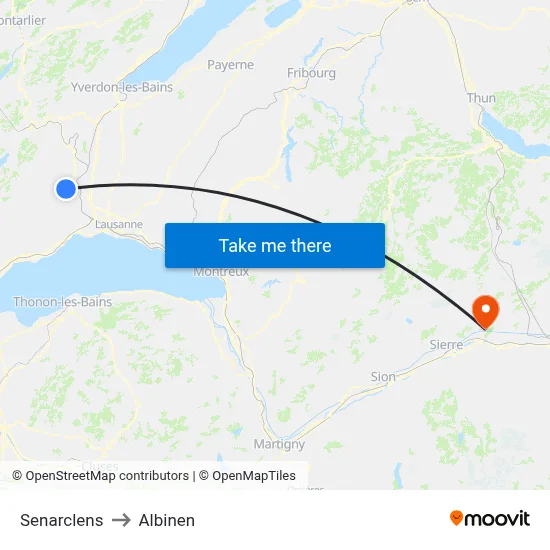 Senarclens to Albinen map