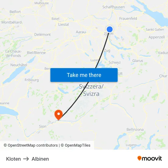Kloten to Albinen map