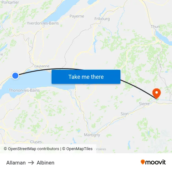 Allaman to Albinen map