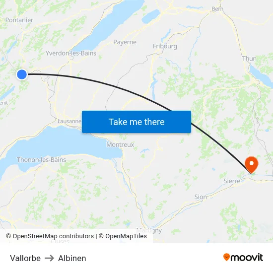 Vallorbe to Albinen map