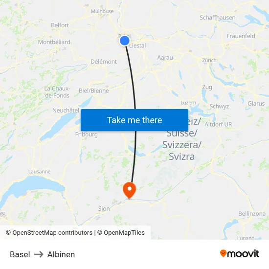 Basel to Albinen map