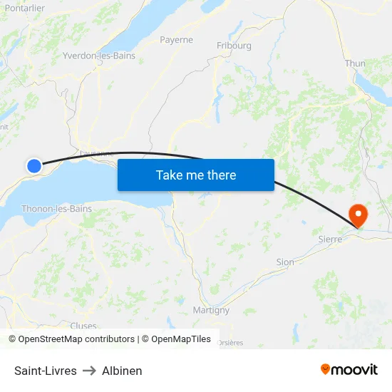 Saint-Livres to Albinen map