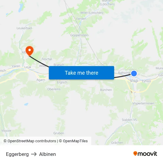 Eggerberg to Albinen map