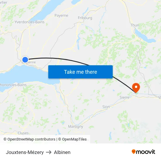 Jouxtens-Mézery to Albinen map
