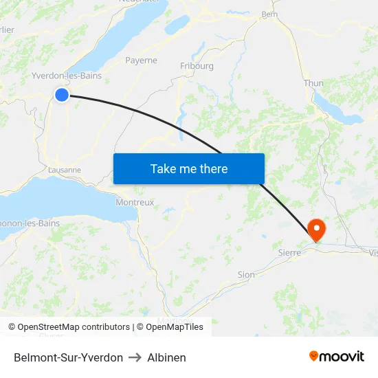 Belmont-Sur-Yverdon to Albinen map