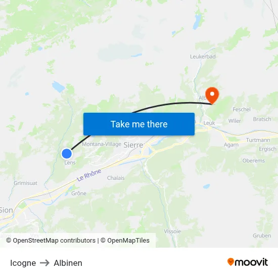 Icogne to Albinen map