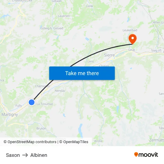 Saxon to Albinen map