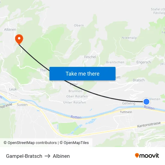 Gampel-Bratsch to Albinen map