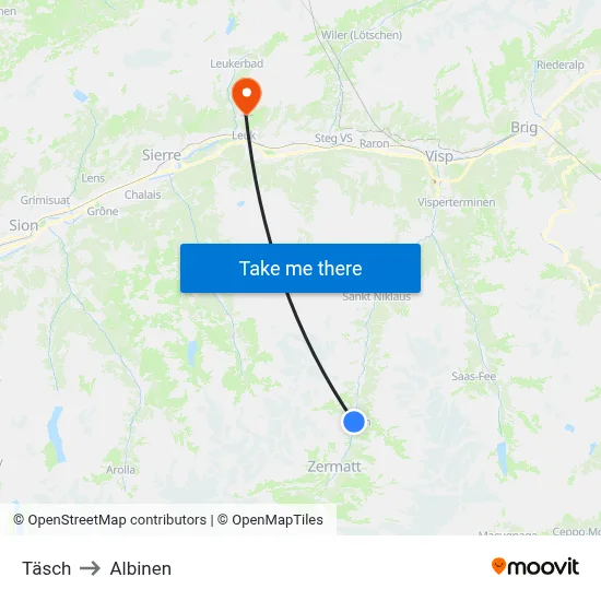 Täsch to Albinen map
