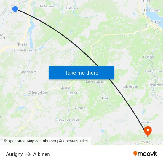 Autigny to Albinen map