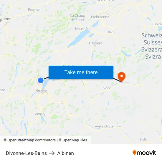 Divonne-Les-Bains to Albinen map