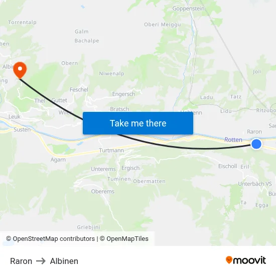 Raron to Albinen map