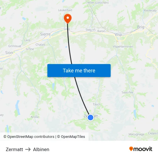 Zermatt to Albinen map