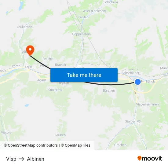 Visp to Albinen map