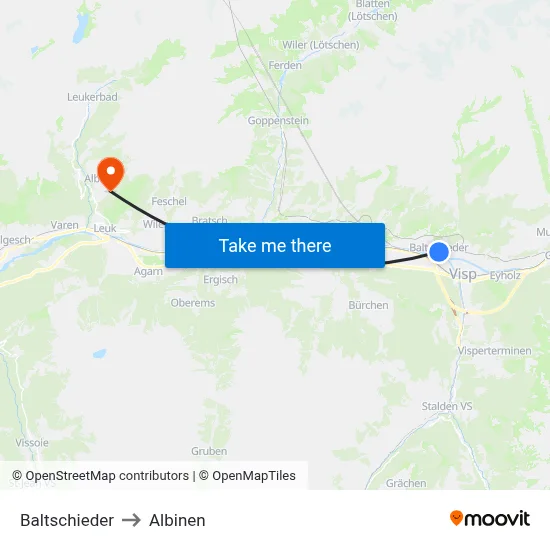 Baltschieder to Albinen map