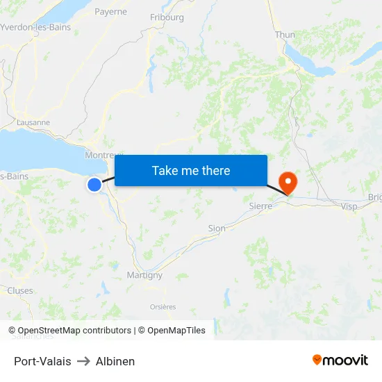 Port-Valais to Albinen map
