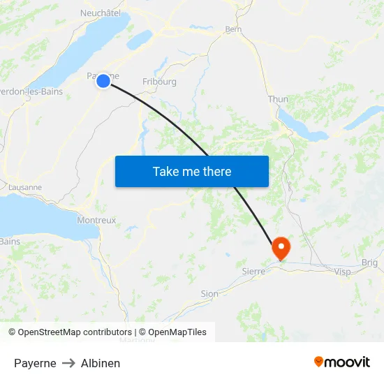 Payerne to Albinen map
