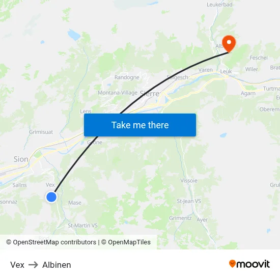 Vex to Albinen map