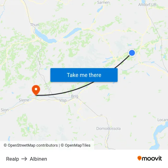 Realp to Albinen map