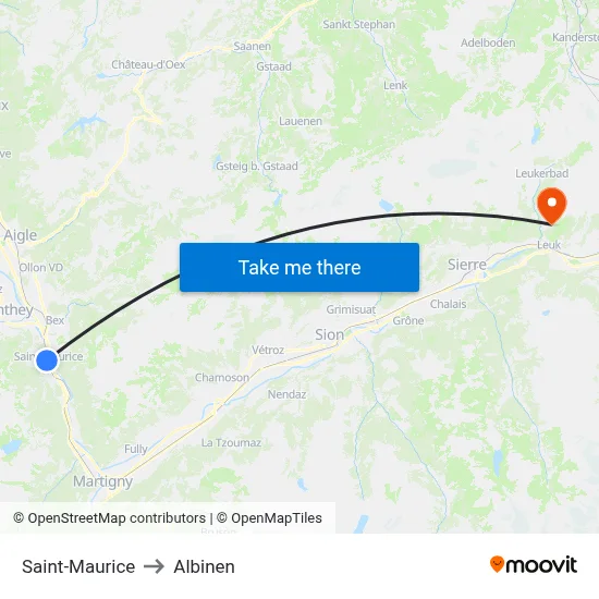 Saint-Maurice to Albinen map