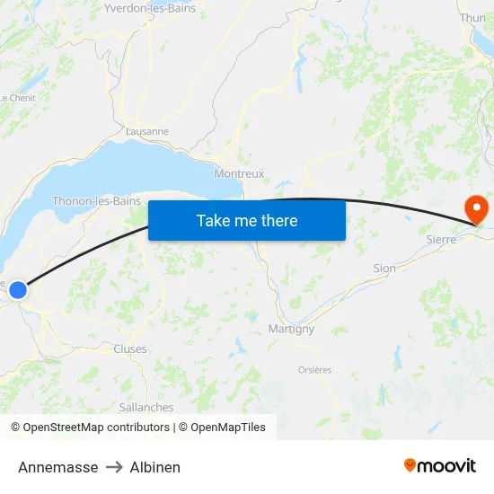 Annemasse to Albinen map
