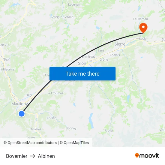 Bovernier to Albinen map