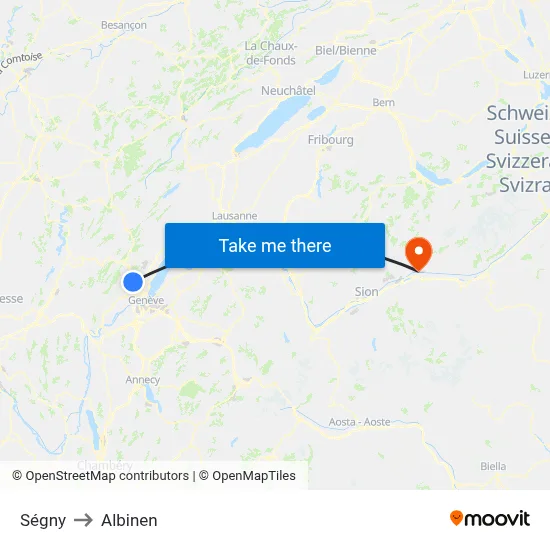 Ségny to Albinen map
