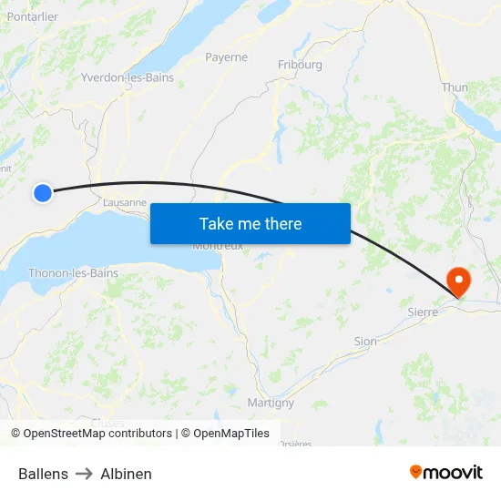 Ballens to Albinen map