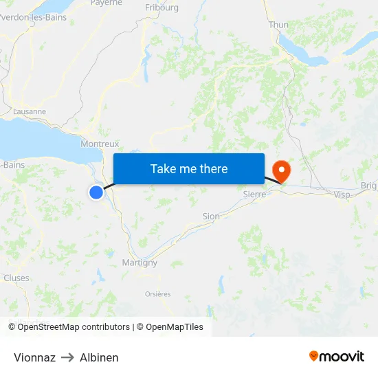 Vionnaz to Albinen map