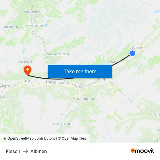 Fiesch to Albinen map