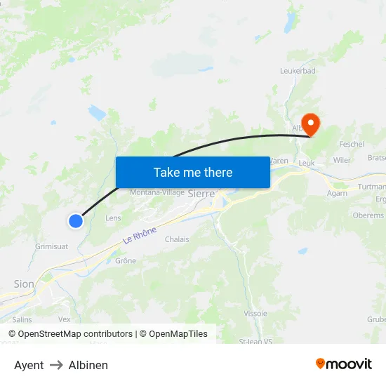 Ayent to Albinen map