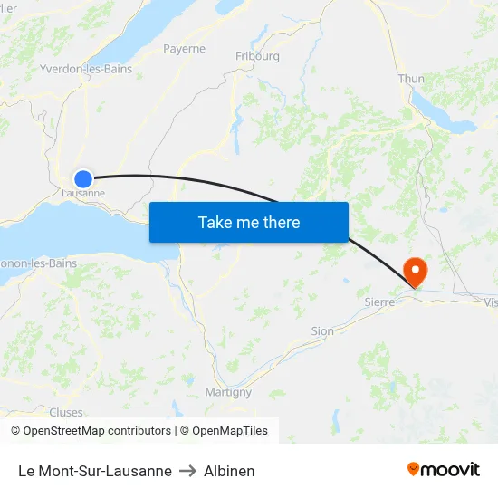 Le Mont-Sur-Lausanne to Albinen map