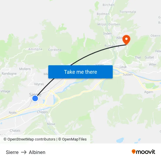 Sierre to Albinen map