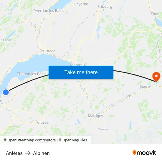Anières to Albinen map
