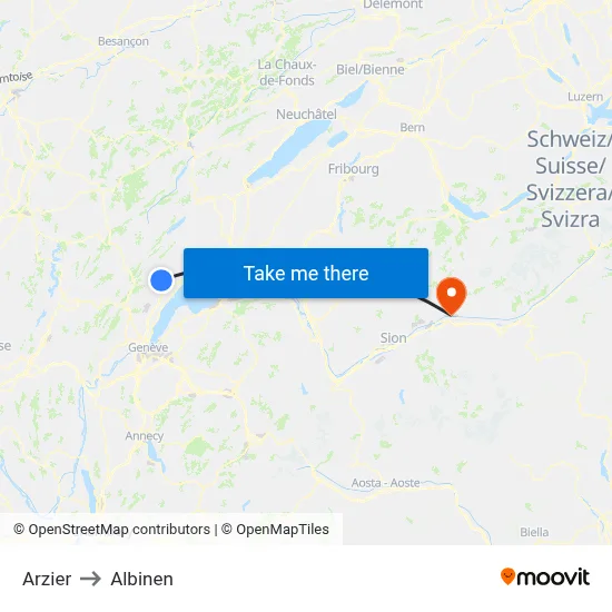 Arzier to Albinen map