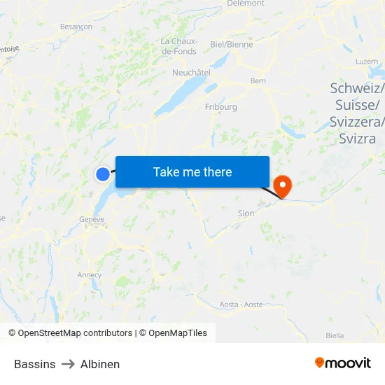 Bassins to Albinen map